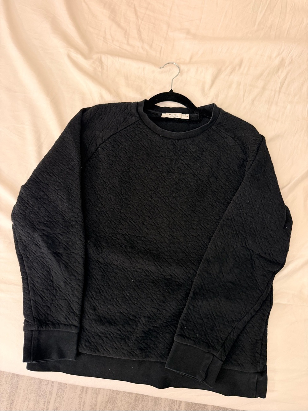 Premium Jack & Jones - Men's Black Quilted Crewneck Sweater
